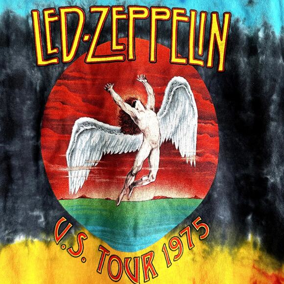 Led Zeppelin US Tour 1975 Tie Dye T Shirt Crew Neck 100% Cotton Blue Red Small - Picture 3 of 5